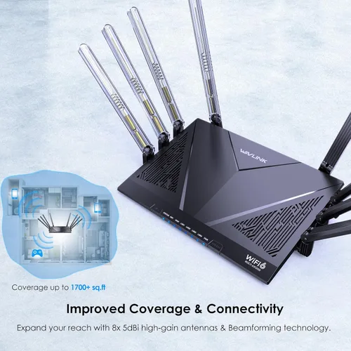 Miniatura 3 de WAVLINK AX6000 Router WiFi 6 de doble banda, enrutador Gigabit de alta velocidad para Internet inalámbrico, 8 antenas de alta ganancia, puerto