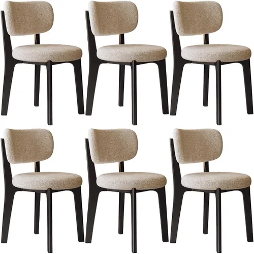 Miniatura 35 de YVYKFZD Solid Wood Dining Chairs, Fabric Dining Room Chair Set of 2/4/6, Upholstered Kitchen Chairs with Curved Backrest, Armless Living Room Chair