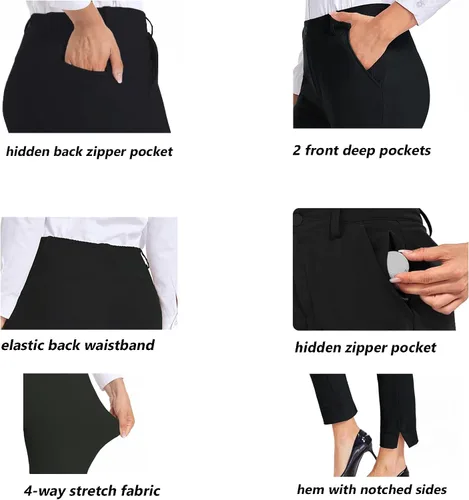 Miniatura 4 de HARTPOR Women's Golf Yoga Pants Stretchy with Belt Loop Slacks for Work Business with 3 Pockets