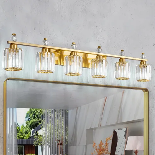 Miniatura 24 de Luces de Tocador de Baño de 3 Luces, Placado Negro, Modernas Luces de Tocador de Cristal para Baño, Luces de Tocador de Cristal para Usar Sobre