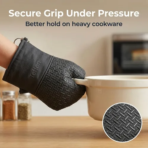 Miniatura 6 de Xlnt - Guantes de silicón antideslizantes para horno, resistentes al calor, con acabado de teflón Eco Elite, con lazo para colgar, ideales para uso