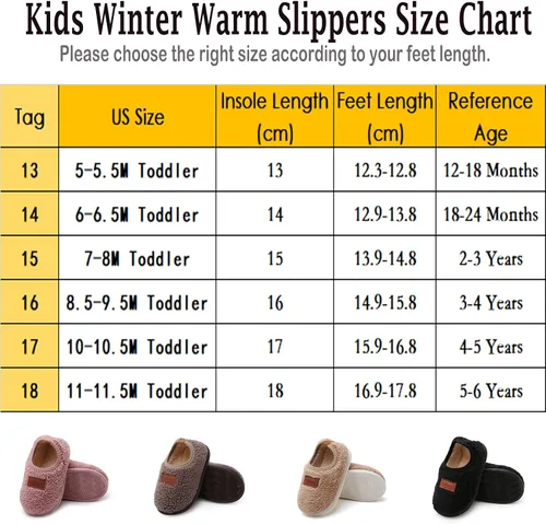 Miniatura 6 de RVROVIC Pantuflas cálidas de invierno para niños y niñas, pantuflas suaves de forro polar antideslizantes para niños pequeños zapatos