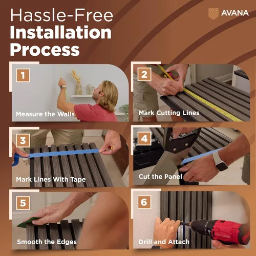 Miniatura 6 de Avana Paneles de pared de madera acústica – Paneles de 93.2 x 11.25 pulgadas – Se adapta a diseños de 94 x 12 pulgadas – Paneles acústicos de nogal