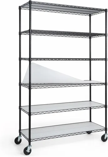 Miniatura 12 de CAPHAUS NSF - Estantería de alambre de grado comercial de alta resistencia con ruedas, patas niveladoras y forros, estante de metal