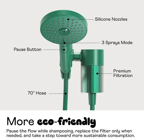 Miniatura 4 de Sproos - Cabezal de ducha de mano, sistema de filtración de alto rendimiento para cabello y piel más saludables, manguera extra larga de 70 Moonlight