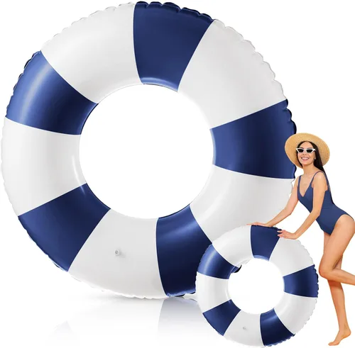Arrowbash Flotador inflable jumbo de 47.24 pulgadas, tubos de piscina, anillos clásicos a rayas para adolescentes y adultos, tubo interior inflable