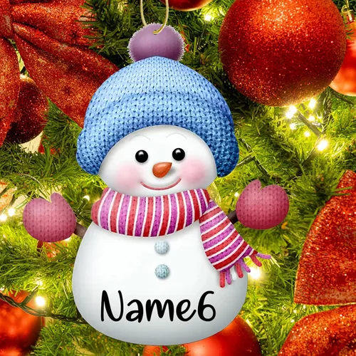 Miniatura 4 de Adornos de Navidad personalizados para la familia, 7 piezas de muñecos de nieve de Navidad personalizados con nombres, decoración colgante