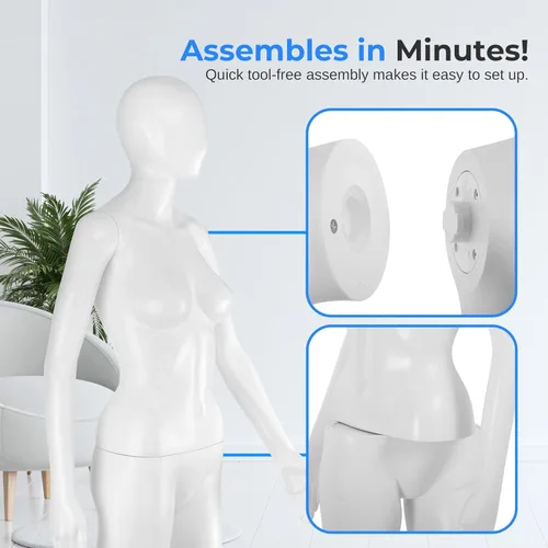 Miniatura 4 de SereneLife Maniquí femenino de cuerpo completo – Forma de vestido ajustable de 68.9 pulgadas con cabeza giratoria de 360°, cara realista
