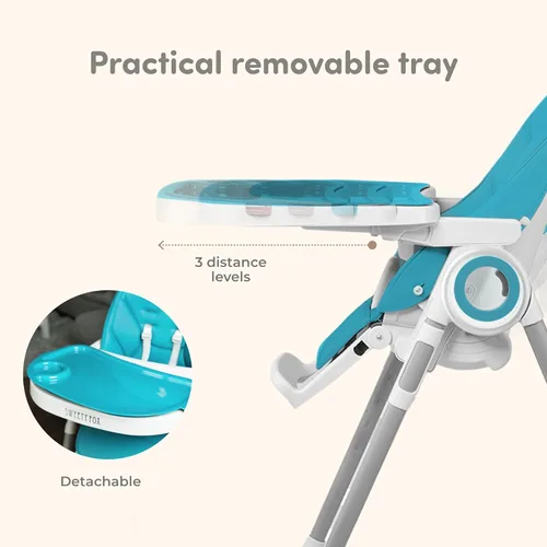 Miniatura 3 de Silla alta para bebé ajustable a 7 alturas diferentes - Sillas altas plegables para bebés y niños pequeños - Silla para comer de bebé - Azul Negro