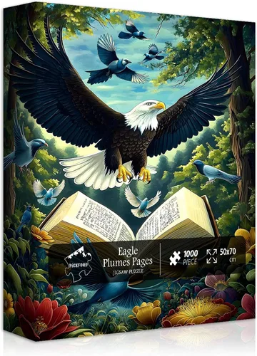 Miniatura 10 de Rompecabezas de águila calva para adultos, 1000 piezas, paisaje de fantasía, animal, pájaro, naturaleza, bosque, planta, escénico, imposible