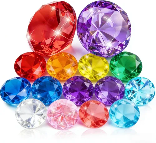 MARFOREVER Juego de 15 piezas de gemas de buceo grandes para piscina, diamante acrílico extra grande de 0.079 x 2.362 in y 0.512 x 1.575 in de