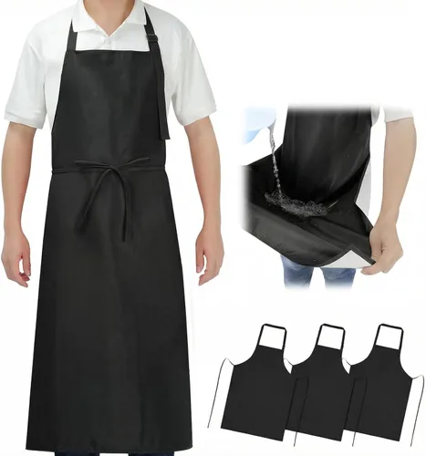 SHEOMERN Delantales de cocina para hombre, impermeables, a prueba de aceite, 3 capas, largo sin bolsillos, para asar a la parrilla, hornear, regalo