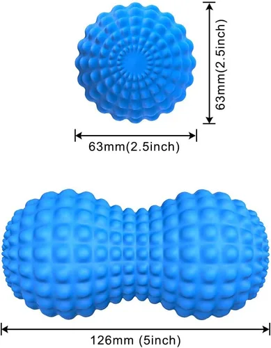 Miniatura 2 de SELEWARE Pelota de masaje de maní, bolas de masaje de doble lacrosse, bola de masaje de tejido profundo para espalda, cuello, hombros, columna Azul