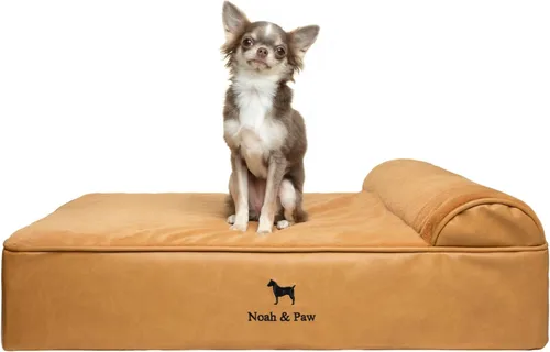Miniatura 26 de NOAH & PAW Cama para perro, 28x23x7.5 pulgadas, camas ortopédicas para perros de tamaño mediano, espuma viscoelástica tipo cáscara de huevo Cuero