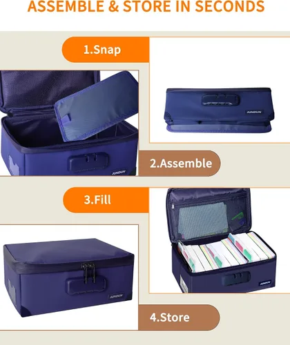Miniatura 5 de JUNDUN Tarjetero de índice con cerradura, caja plegable ignífuga para 1200 tarjetas flash de 3 x 5 pulgadas, cajas de almacenamiento de tarjetas
