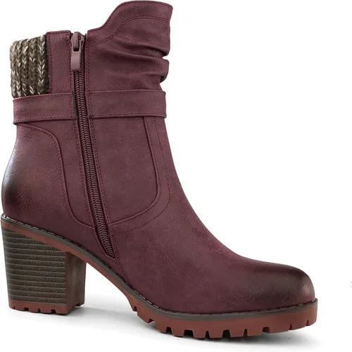 Miniatura 4 de Hawkwell Botines de tacón grueso con cremallera para mujer, Negro, 0