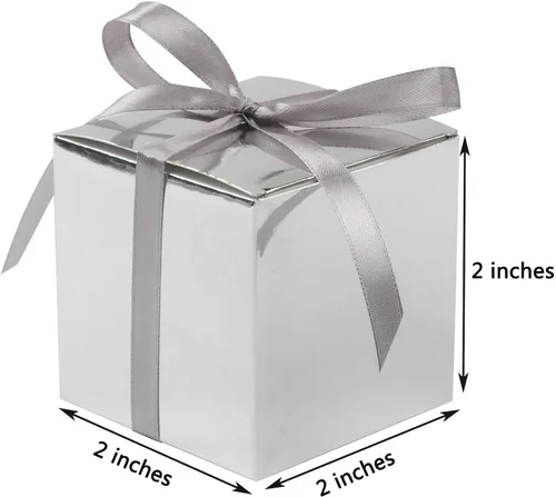 Miniatura 7 de COTOPHER 100 cajas de regalo pequeñas, cajas de regalo de 2 x 2 x 2 pulgadas, cajas de regalo de papel con cintas, caja de dulces para regalos