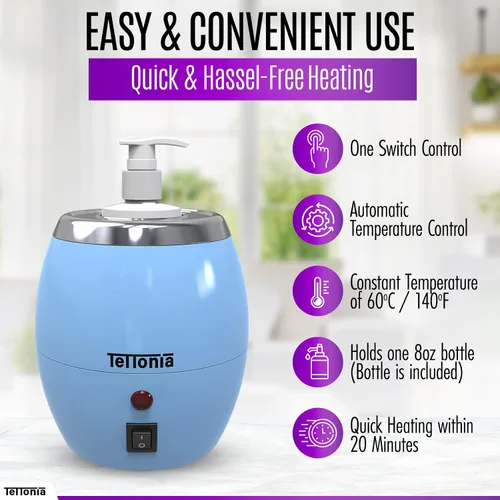 Miniatura 2 de Calentador de botellas de aceite/loción para masaje, temperatura automática (pastel azul)