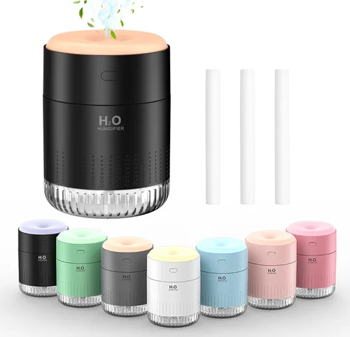 Mini humidificador colorido, humidificador recargable por USB, humidificador pequeño, 4 modos súper silenciosos, humidificadores para dormitorio,