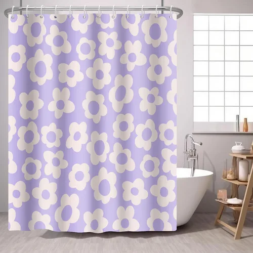 Miniatura 8 de Cortina de ducha azul marino con círculos geométricos abstractos y modernos, estilo contemporáneo, cortinas de ducha de tela impermeable gris