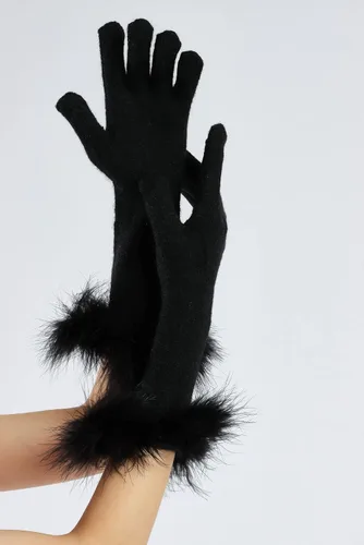 Miniatura 27 de Sahabowi Guantes de cuero para clima frío Manopla de lana cálida de invierno para mujeres