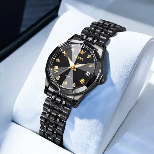 Miniatura 6 de OLEVS - Reloj de mujer de moda, reloj de vestir con diamantes, para mujer, analógico, de cuarzo, acero inoxidable, impermeable, luminoso, con fecha