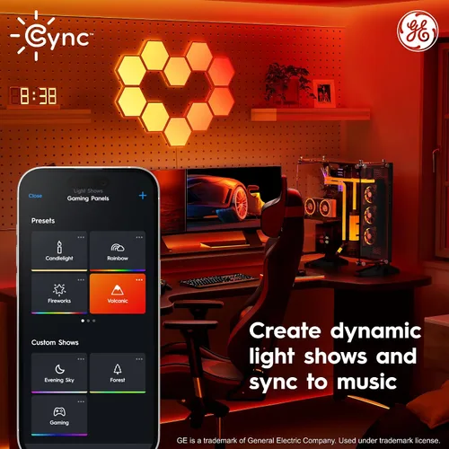 Miniatura 3 de Cync GE Dynamic Effects - Luces LED hexagonales inteligentes con WiFi que cambian de color, paneles de luz de pared para decoración de habitación