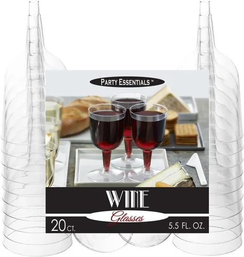 Miniatura 6 de Copas de vino Party Essentials, de plástico duro, de dos piezas, 5.5 onzas, Transparente
