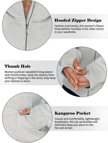 Miniatura 5 de AUTOMET Sudaderas con capucha y cremallera para mujer, chaquetas de forro polar, sudaderas de gran tamaño, trajes de moda de otoño, suéteres 2024