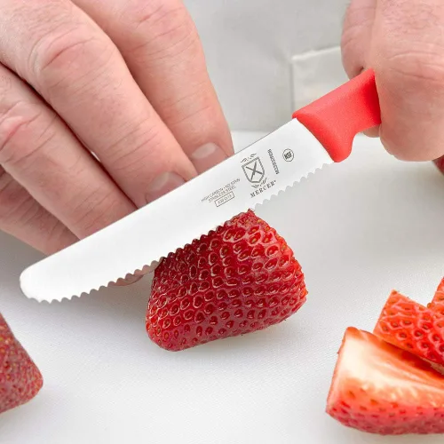 Miniatura 4 de Mercer Culinary Cuchillo de barra dentado ondulado de punta redondeada, rojo, 4.3