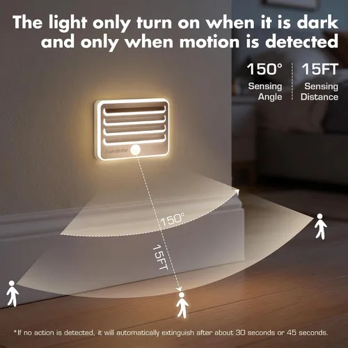 Miniatura 2 de EverBrite Luces nocturnas con sensor de movimiento, luz LED suave y cálida, funciona con pilas, luz nocturna autoadhesiva para dormitorio, baño