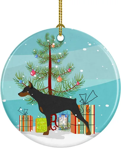 Miniatura 86 de Caroline's Treasures Bulldog inglés «Merry Christmas» adorno de cerámica para árbol de Navidad, decoración colgante para el hogar, Navidad, fiestas