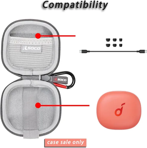 Miniatura 3 de RLSOCO Anker Soundcore P20i/Life P3 - Funda rígida para auriculares inalámbricos Bluetooth con cancelación de ruido, color gris, a prueba de golpes
