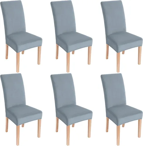 Miniatura 49 de smiry - Fundas para sillas de comedor de terciopelo elástico y suave, extraíbles, Terciopelo, Beige