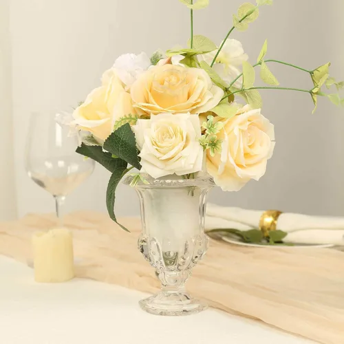 Miniatura 11 de Efavormart - Juego de 2 centros de mesa de trompeta con adornos de cristal transparente de 31 pulgadas, jarrón reversible de plástico para flores