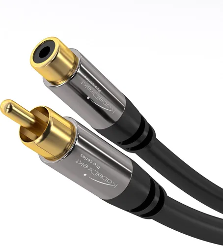 KabelDirekt Cable de extensión RCA – 10 pies – Cable resistente a roturas para una calidad de sonido brillante (subwoofer/cable de audio, RCA macho