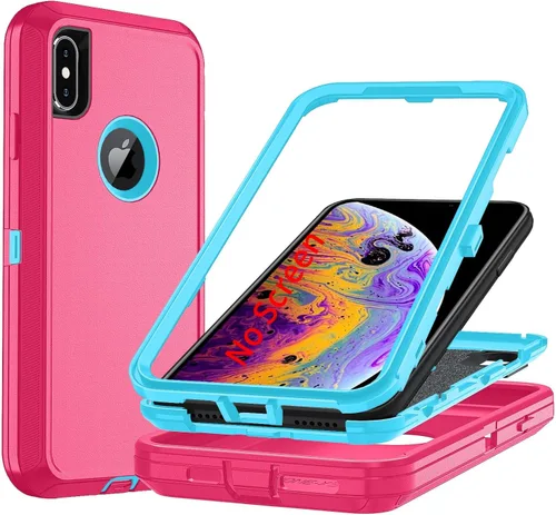 Miniatura 10 de Funda para iPhone X/i Phone Xs, 3 capas duradera funda de teléfono resistente protección para teléfono, a prueba de golpes a prueba de caídas a Negro