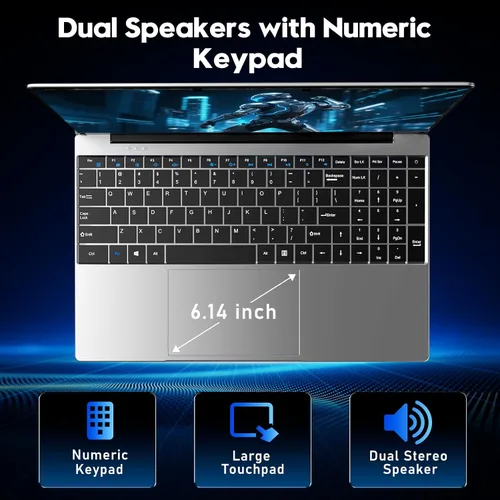 Miniatura 5 de NIAKUN Laptop Window 11 Pro 2026, 15.6 pulgadas de regazo superior, 16 GB de RAM 256 GB SSD PC, procesador M3-6Y30, pantalla FHD, WIFI5, BT4.2