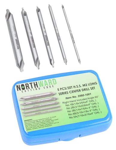 Miniatura 4 de Accusize - Juego de brocas centrales largas, #1-#5, 3/64"-3/16", 5-Pc, M2 HSS, 3560-1001 4.0 in OAL, Acero de Alta Velocidad M2, Estilo Liso