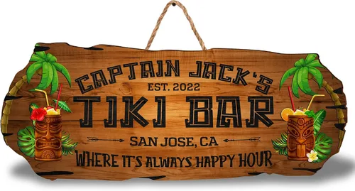 Miniatura 16 de Artsy Woodsy Letrero de madera personalizado con estampado de barra Tiki (no tallado ni neón), decoración de verano, cartel de piscina, patio