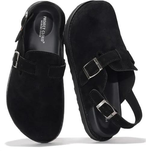 Miniatura 27 de Project Cloud Benton - Zuecos con plantilla de cuero genuino para mujer, pantuflas de espuma viscoelástica con soporte de arco, sandalias de moda
