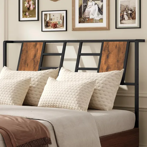 Miniatura 9 de MAHANCRIS Cabecera de cama de metal industrial con patas ajustables y adaptadores compatibles, se adapta a la mayoría de marcos de cama