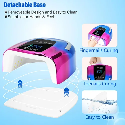 Miniatura 7 de Lámpara de uñas LED UV, inalámbrica, luz UV recargable portátil de 128 W para uñas de gel, secadora de luz de gel profesional con sensor automático