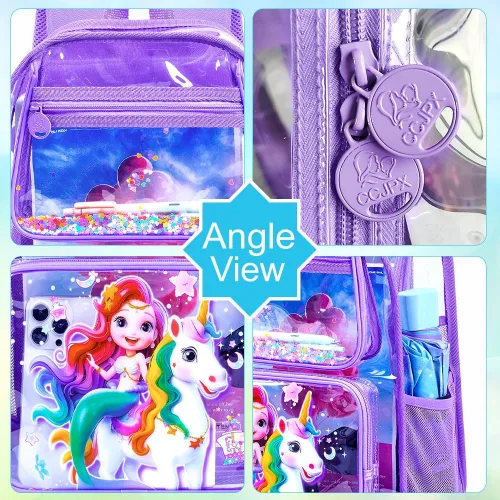 Miniatura 13 de Mochila transparente, aprobada por el estadio, para niñas y niños, mochila transparente de PVC resistente para mujeres y hombres