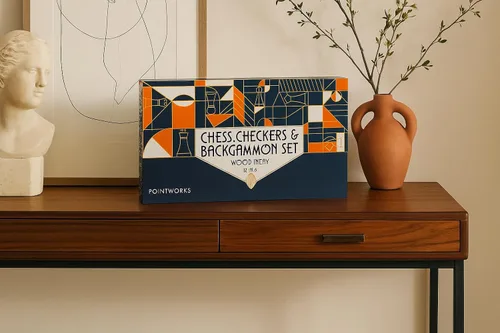 Miniatura 8 de Pointworks Juegos de backgammon de 17 pulgadas para adultos. Hermoso juego de mesa de backgammon con incrustaciones de madera con damas y dados