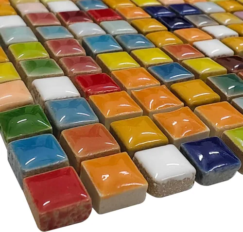 Miniatura 3 de Hominter Muestra de azulejos de 3 x 12 pulgadas: Azulejo de mosaico de cerámica multicolor, Azulejo de porcelana esmaltado cuadrado pequeño