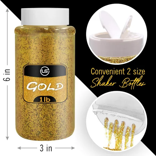 Miniatura 2 de Purpurina a Granel Dorada y Plateada, Purpurina Fina para Manualidades, Resina y Álbumes de Recortes, Paquete de 2 Unidades – 1 LB/16OZ Cada Frasco