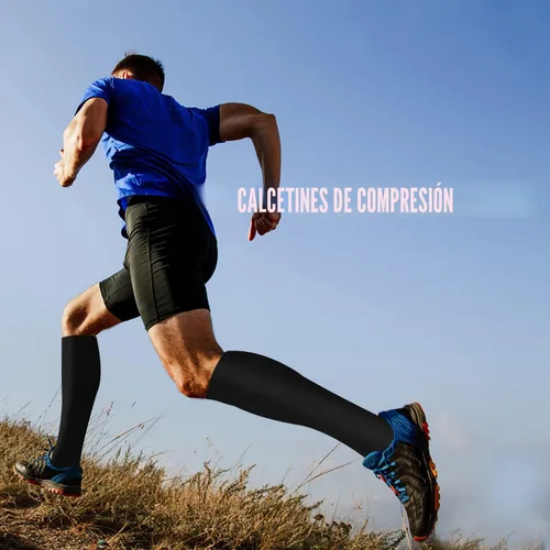 Miniatura 5 de Calcetines de compresión para mujeres y hombres circulación (3 pares) son el mejor apoyo para correr, atletismo, ciclismo, senderismo 01 Negro