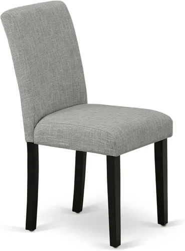 Miniatura 9 de East West Furniture ABP1T06 Abbott Parson - Sillas de comedor Shitake de tela de lino, juego de 2, color negro