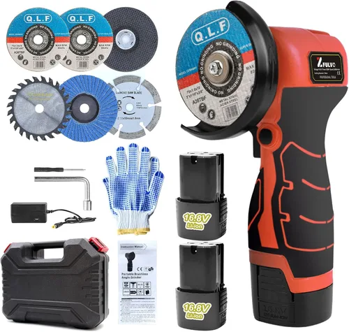 Miniatura 9 de ZFULVO Kit de amoladora angular de cepillo inalámbrico, mini herramienta de molienda angular eléctrica de 19500 rpm con 2 baterías de 16.8 V 2000